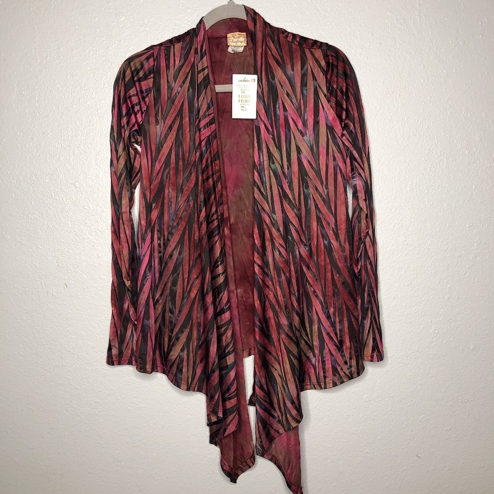 NEW Daytrip by Buckle‎ Open Cardigan red sz S Red/Black